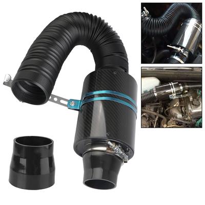 Feed Enclosed Intake Induction Car Carbon Fibre Cold Air Filter 1 Set Pipe Hose Kit Fiber Intake Filter Box Universal