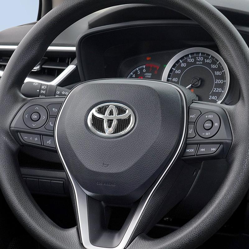 Carbon Fiber Car Steering Wheel Emblem Sticker Glue Trim Decals For Toyota 86 Mirai Supra Prado Alphard Crown Vellfire Sequoia V