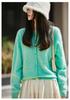 Women's Korean-Style Brushed Wool Cardigan - Round Neck, Chic Knit Outerwear Sweater, New for 2025.