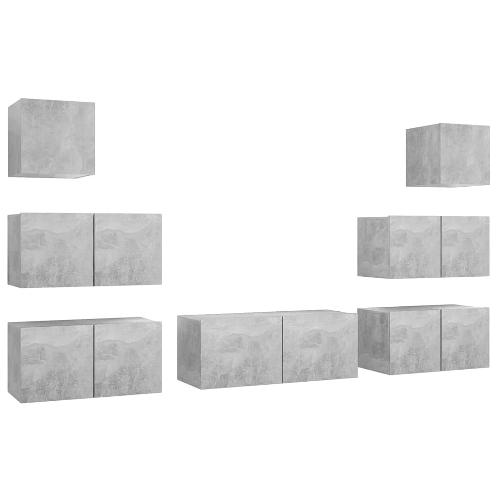 7 Piece TV Cabinet Set Concrete Grey Particleboard