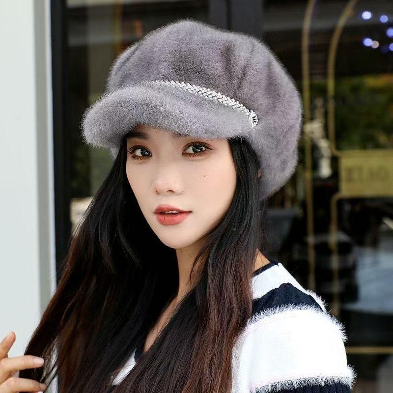 Women S Faux Fur Beret Winter Warm Thick Fashionable Hat