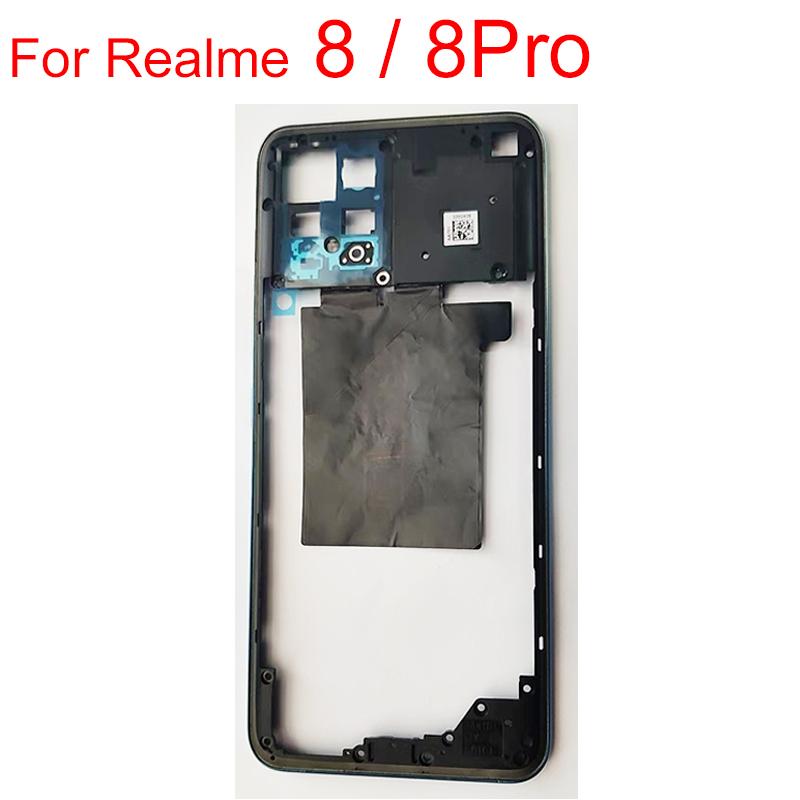For Realme 8i 8 Pro 8S 8 4G 5G Middle Frame Housing Bezel Middle Frame Cover With Side Button Camera Lens Cover Repair