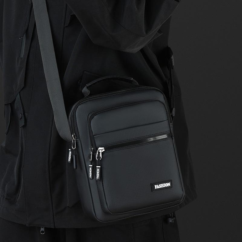 Contemporary Men's Handbag - Refined Oxford Shoulder Bag with Organizational Pockets