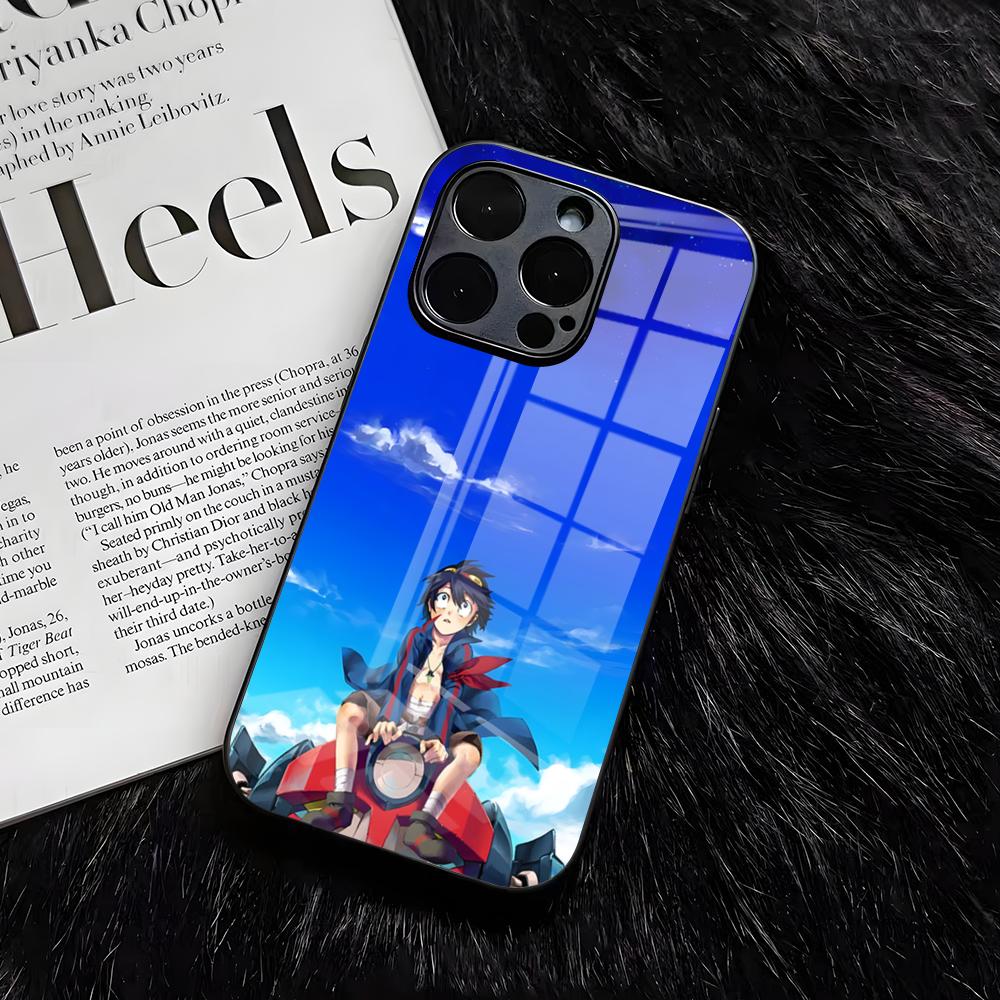 Gurren L-Lagann Phone Case For IPhone 17 Air 16 E Pro Max 15 14 13 Mini 12 Pro 11 Max Plus Black Glass Cover