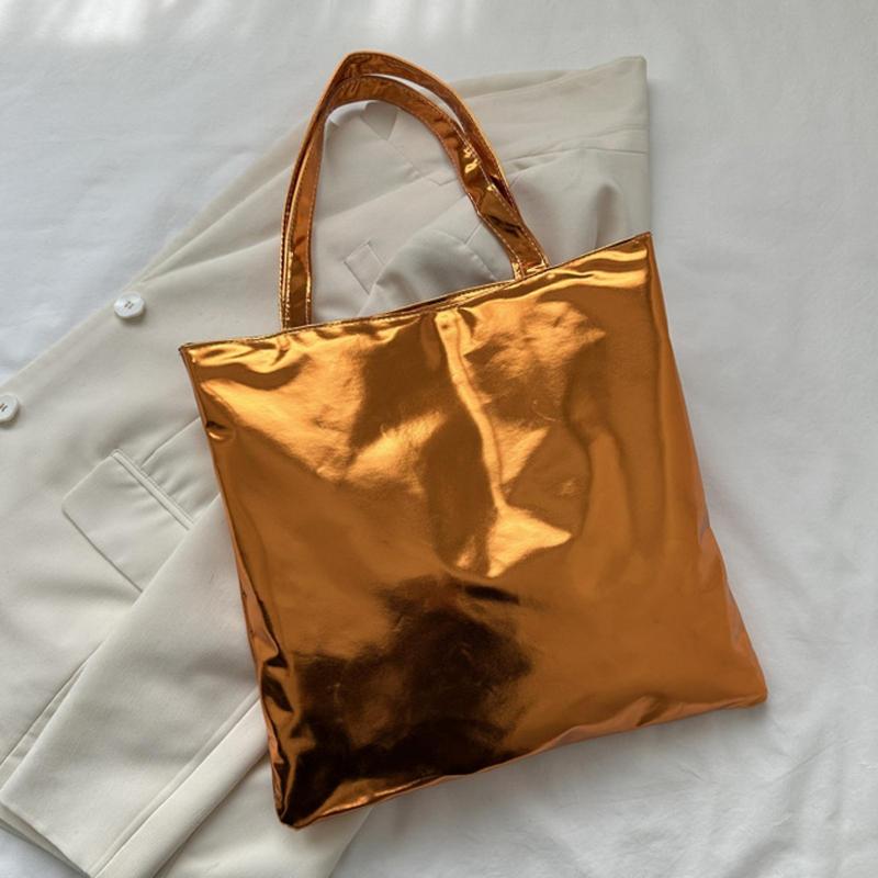 Woemn Umhängetasche, glatte, glänzende Oberfläche, großes Fassungsvermögen, einfarbig, Reißverschluss, Kunstleder, tragbar, leicht, Damen-Studenten-Handtasche