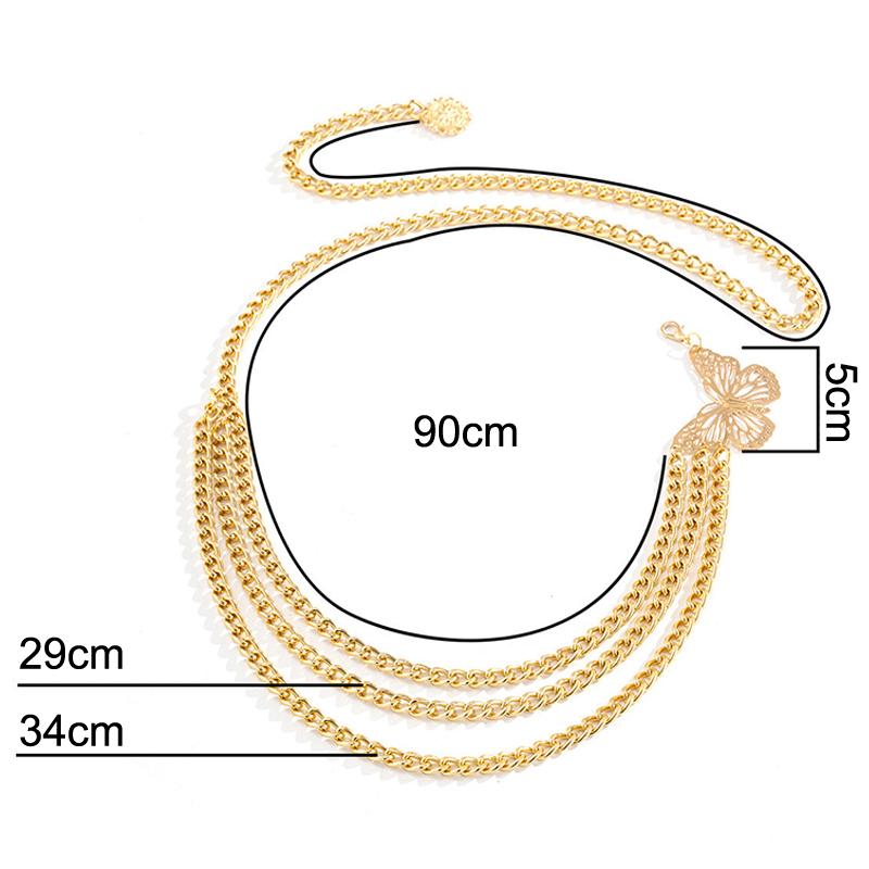 Temperament Butterfly Waist Chain Elegant Multi-Layer Butterfly Tassel Waist Chain Belt For Women  Metal High Waist Body Chain Dress Lady Belt