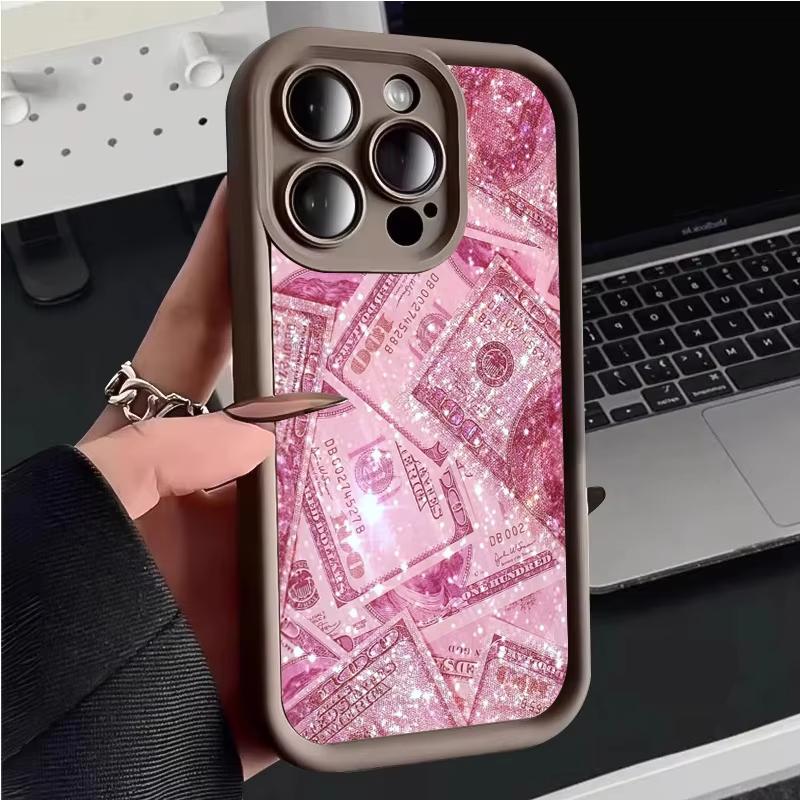 Pink Dollars Full-Coverage Banknote Design Case For Samsung Galaxy A15 A35 A54 A55 S25 Ultra S24 FE S23 S22 S21 S20 Plus Cover