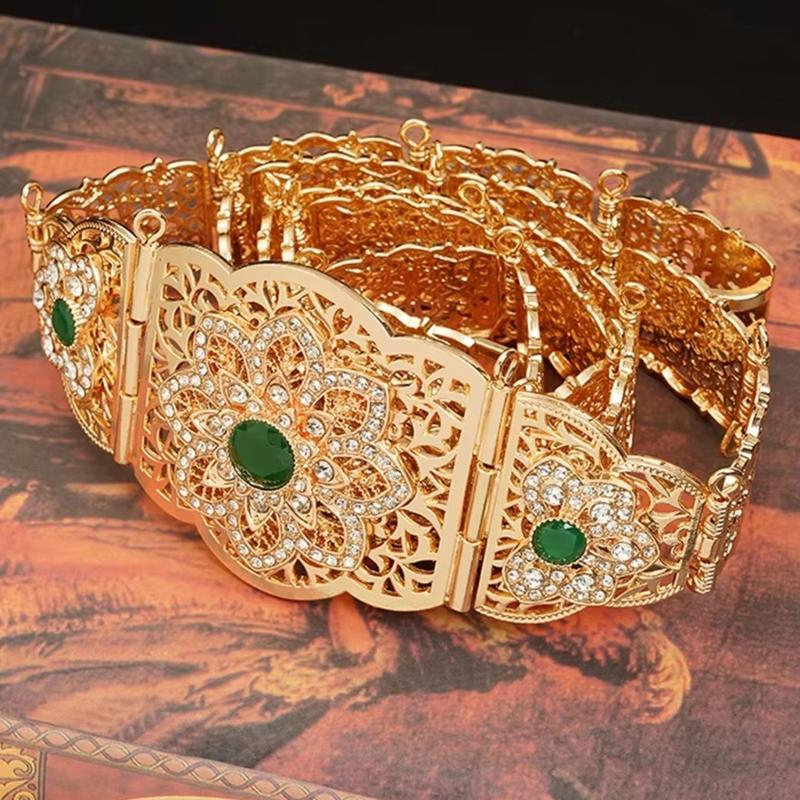 Decorative Corset Band Middle Eastern Metal Belt For Women Long Robe Caucasus Wasit Chain With Rhinestones Design