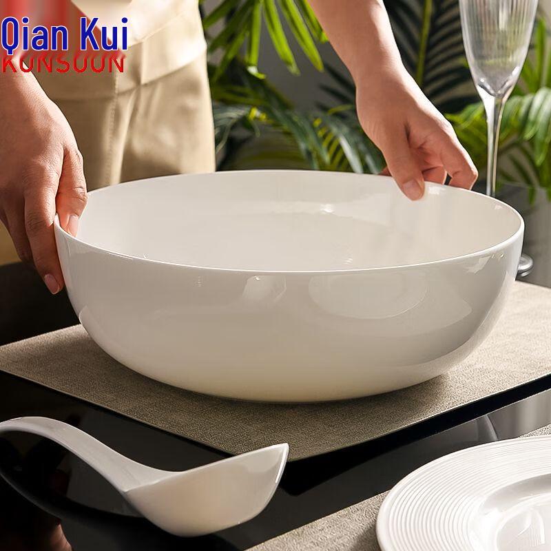 Qianxing 10-inch Ribbed Ceramic Large Soup Bowls