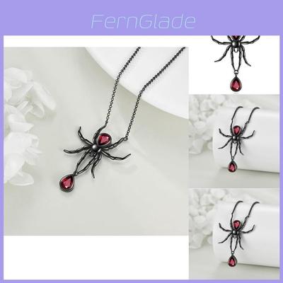 Gothic Style Black Spider Pendant Necklace For Women Fashionable Statement Jewelry