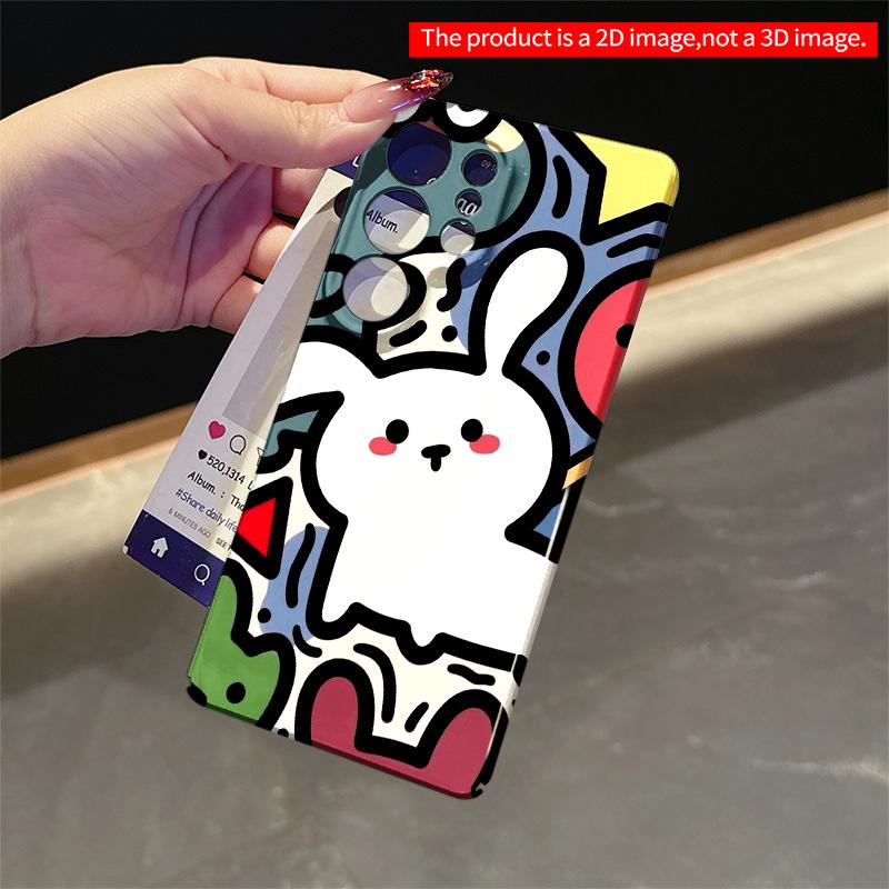 2DFlat Samsung Phone Case Cute Rabbit and Colorful Shapes Phone Case Applicable To Galaxy S22 S23 S24 S25ULTRA S26 A12 A13 A14 A15 A16