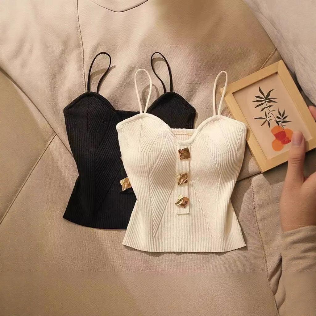 Xia's new Xiaoxiangfeng knitted tube top, sling vest inside and outside women's sleeveless back short top