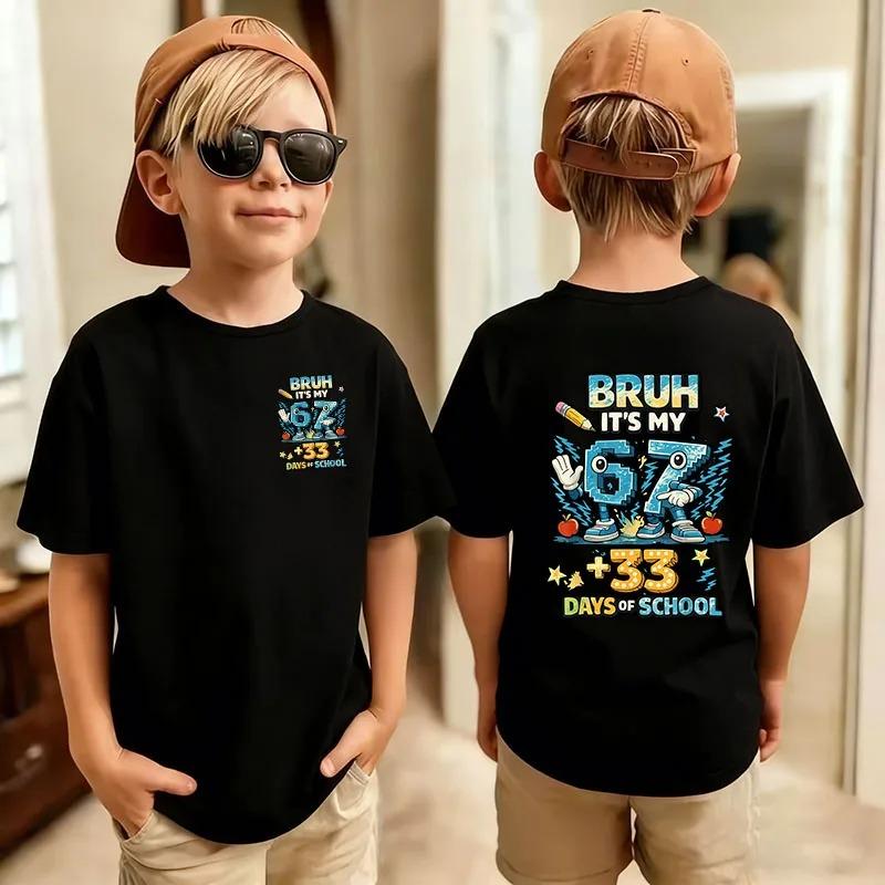 Cute Funny Six Seven Italian Brainrot 67 Number Graphic Print TShirt BoyGirl Summer Short Sleeved Kids Comfortable Tshirt Top