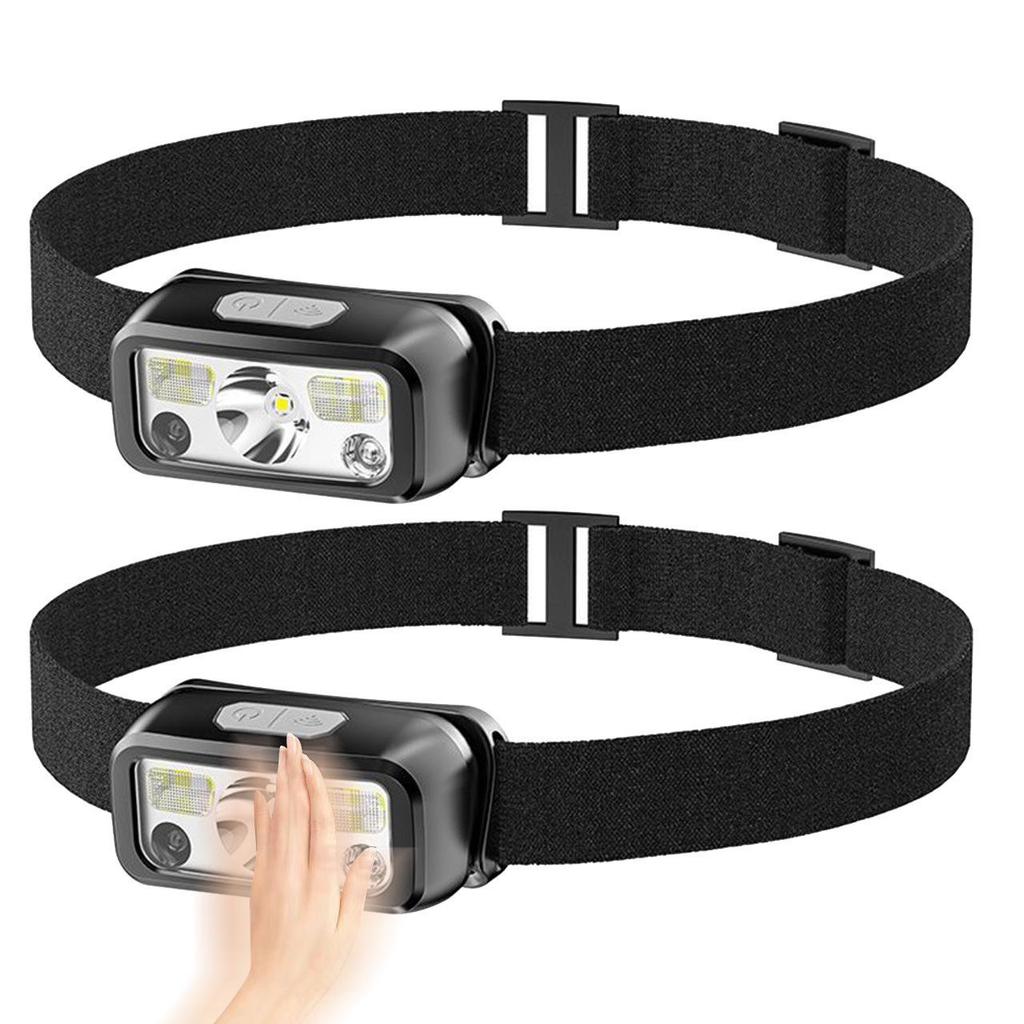 USB Rechargeable LED Headlamp with Wave Sensor for Running and Fishing