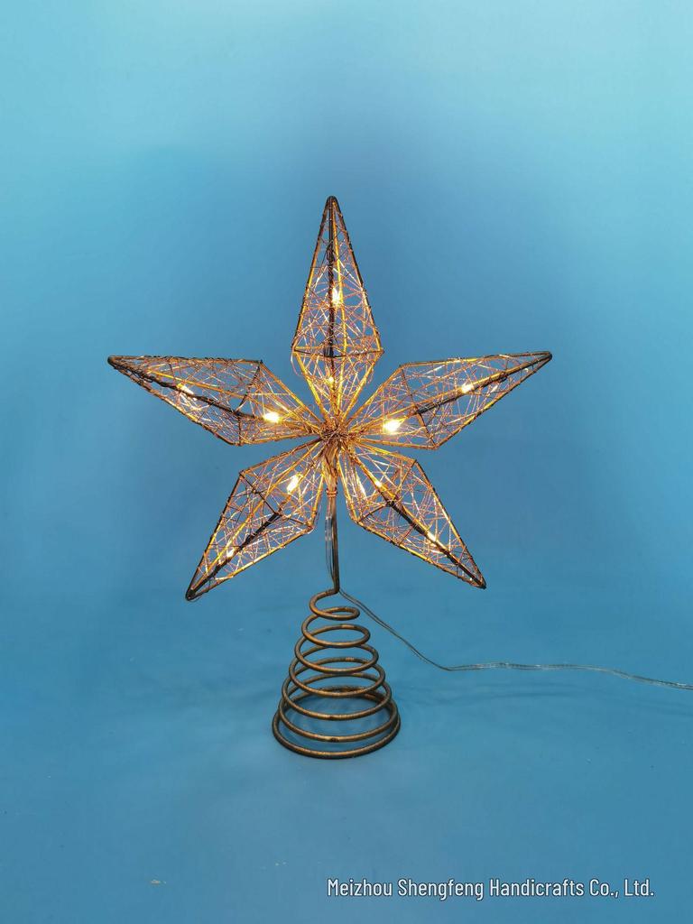 Wrought Iron Luminous Glitter Treetop Star Christmas Decoration
