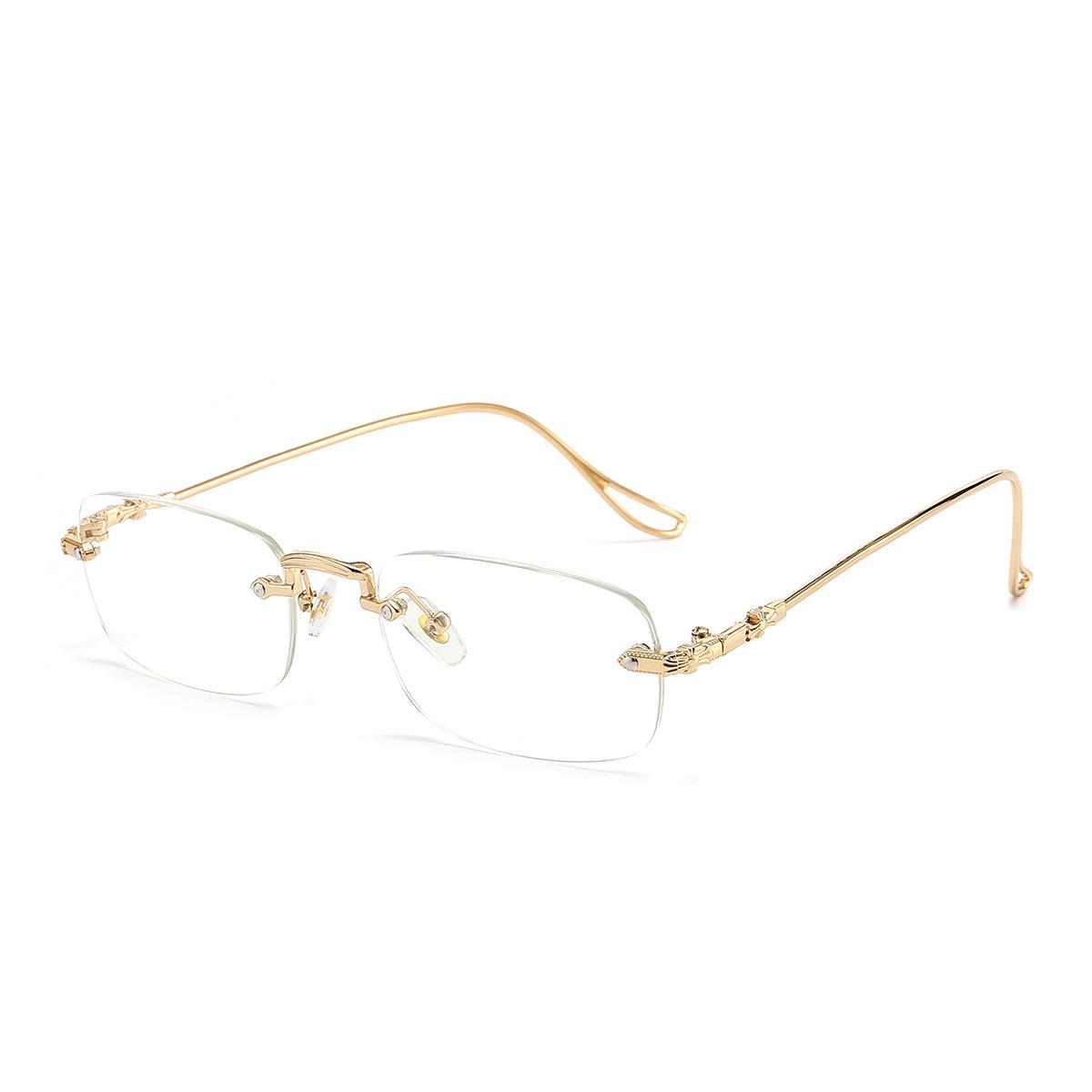

New High-definition Fashionable Frameless Anti-blue-light Presbyopia Glasses For The Elderly To Relieve Eye Fatigue 20101 +100 золотой