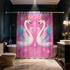 1PC Dreamy Pink Heart Crown Swan Shower Curtain Waterproof Bathroom Partition Privacy Hanging Curtain
