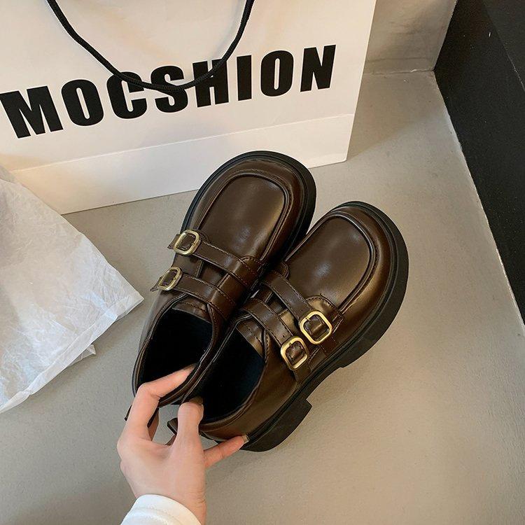 

Платформа Британский стиль маленькие кожаные туфли женские черные лоферы 2025 новые осенне-зимние сноубутсы плюшевые туфли хлопковые туфли 40