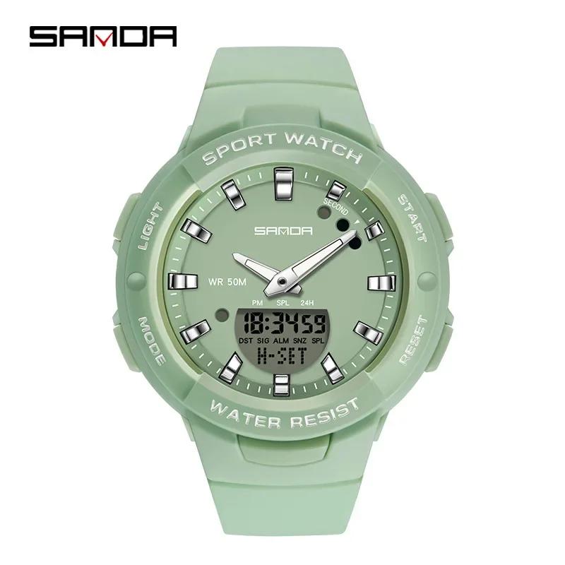 SANDA 6005 Feminino Luxury Sport Military Women's Watches 5ATM Waterproof blueFashion Quartz Watch for Female Clock Relogio