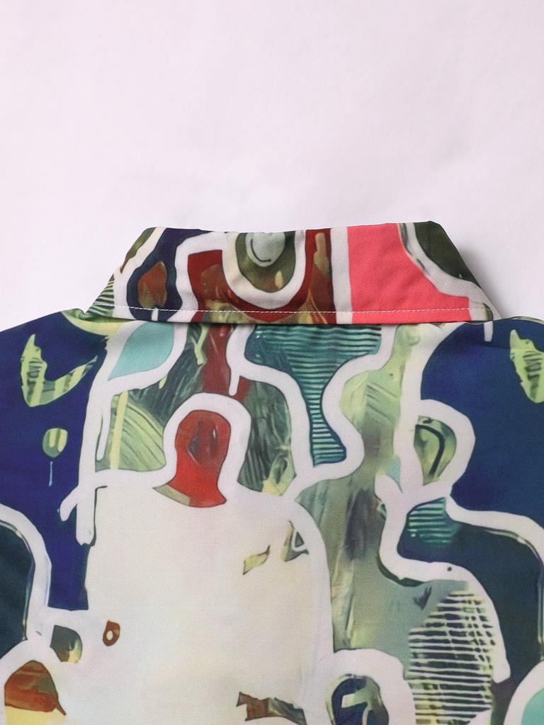 Sycpman Oversized Casual Hawaii Short Shirt Man American Personalized Printing Summer Versatile Loose Couple Men Streetwear
