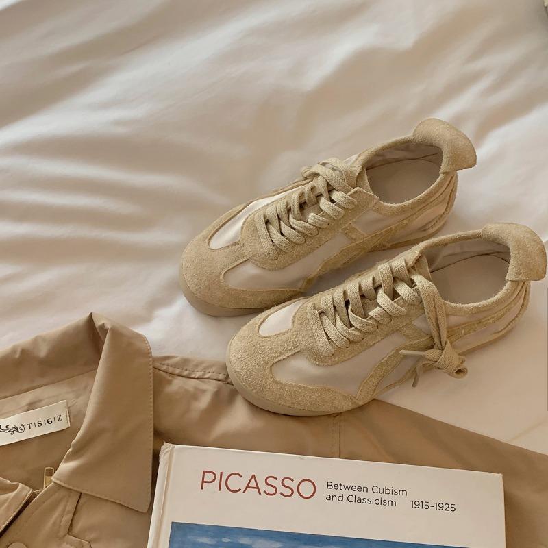 

Коровья кожа~ Обувь ретро цветовая гамма шнуровка универсальная женская повседневная спортивная обувь 40