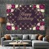 2D Lila Blumige Geburtstagskulisse, Happy Birthday Rosen-Party Hintergrundtuch