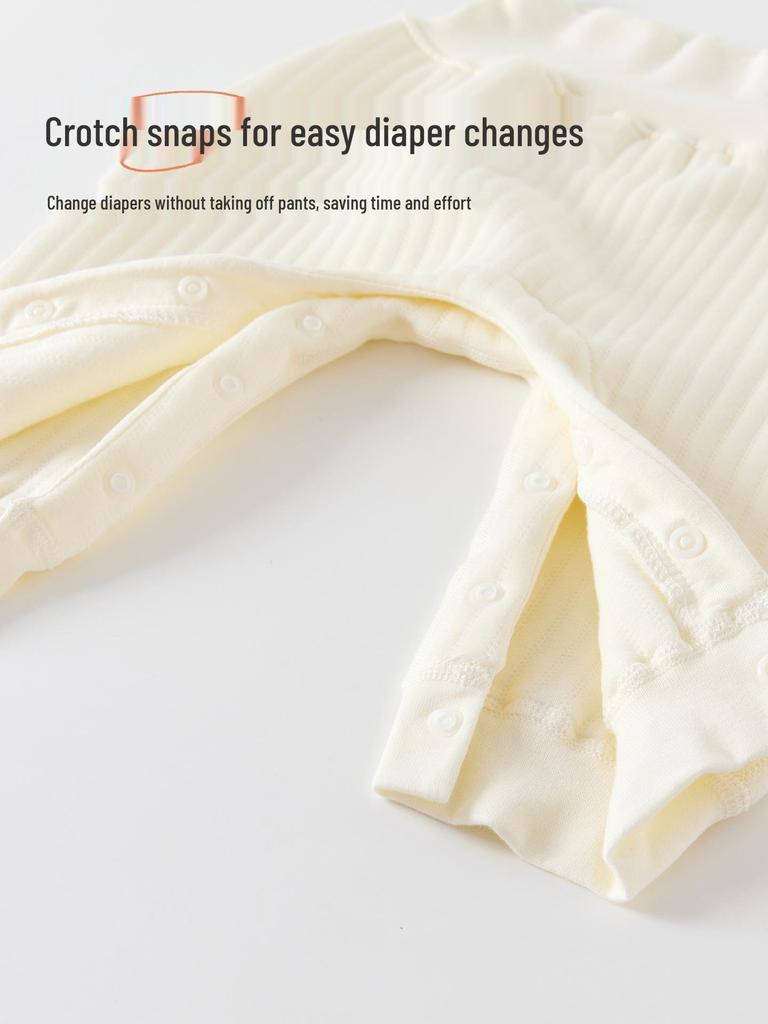 Autumn Quilted High-Waist Warm Pants for Newborns - Unisex Solid Color with Belly Protection