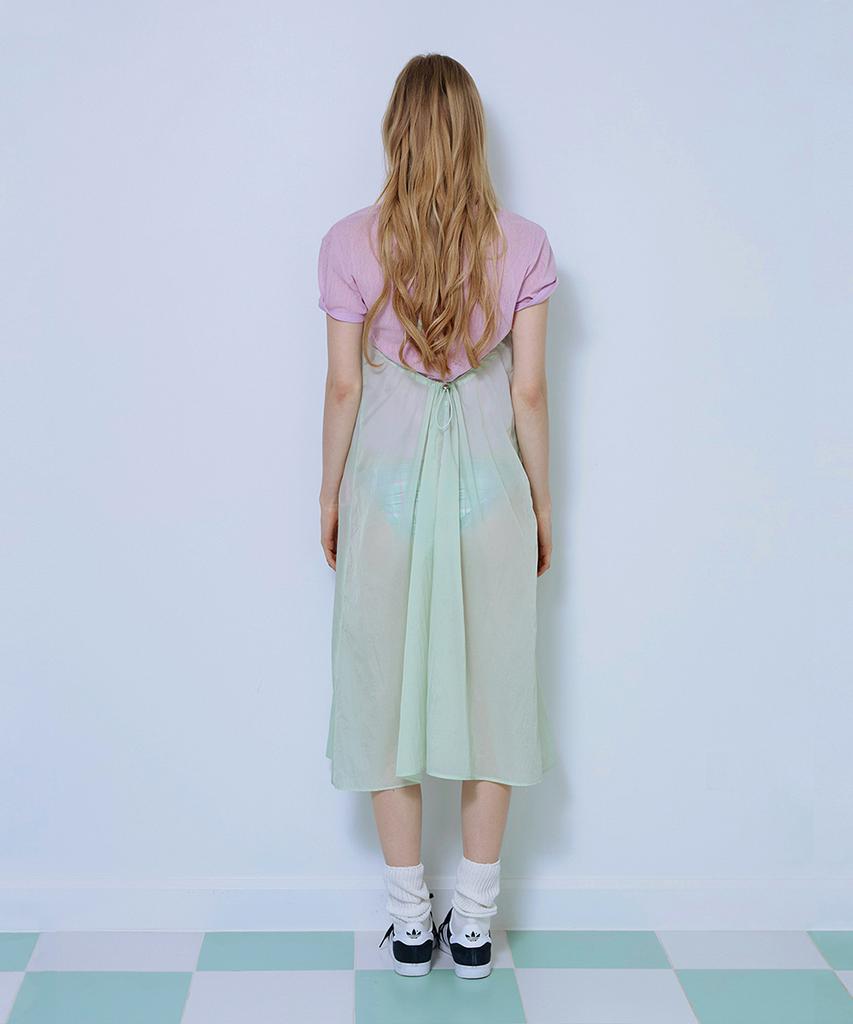 Pisis Two-Way Sheer Layered Dress_Lime