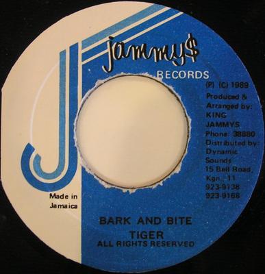 Disque 7 pouces TIGER Bark And Bite NONE Jammys Records 1989 Jamaïque Reggae Ska Dub Occasion