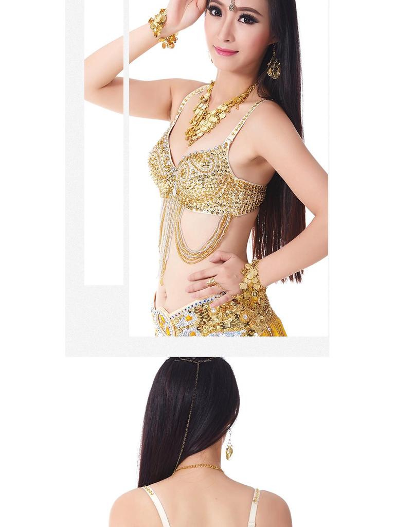 B15 Perlenbauchtanz-BH - Handgefertigtes Dessous-Kostüm-Oberteil mit schönem Rückendesign