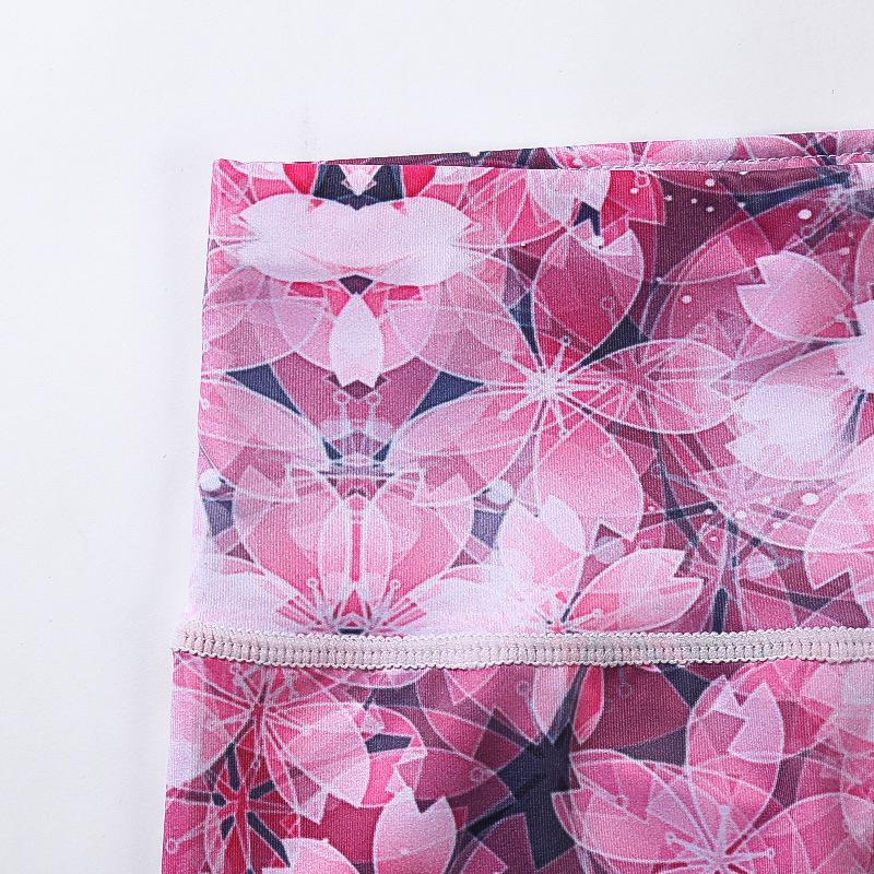 New yoga pants women's cherry blossom print running quick-drying sports leggings fitness yoga clothes