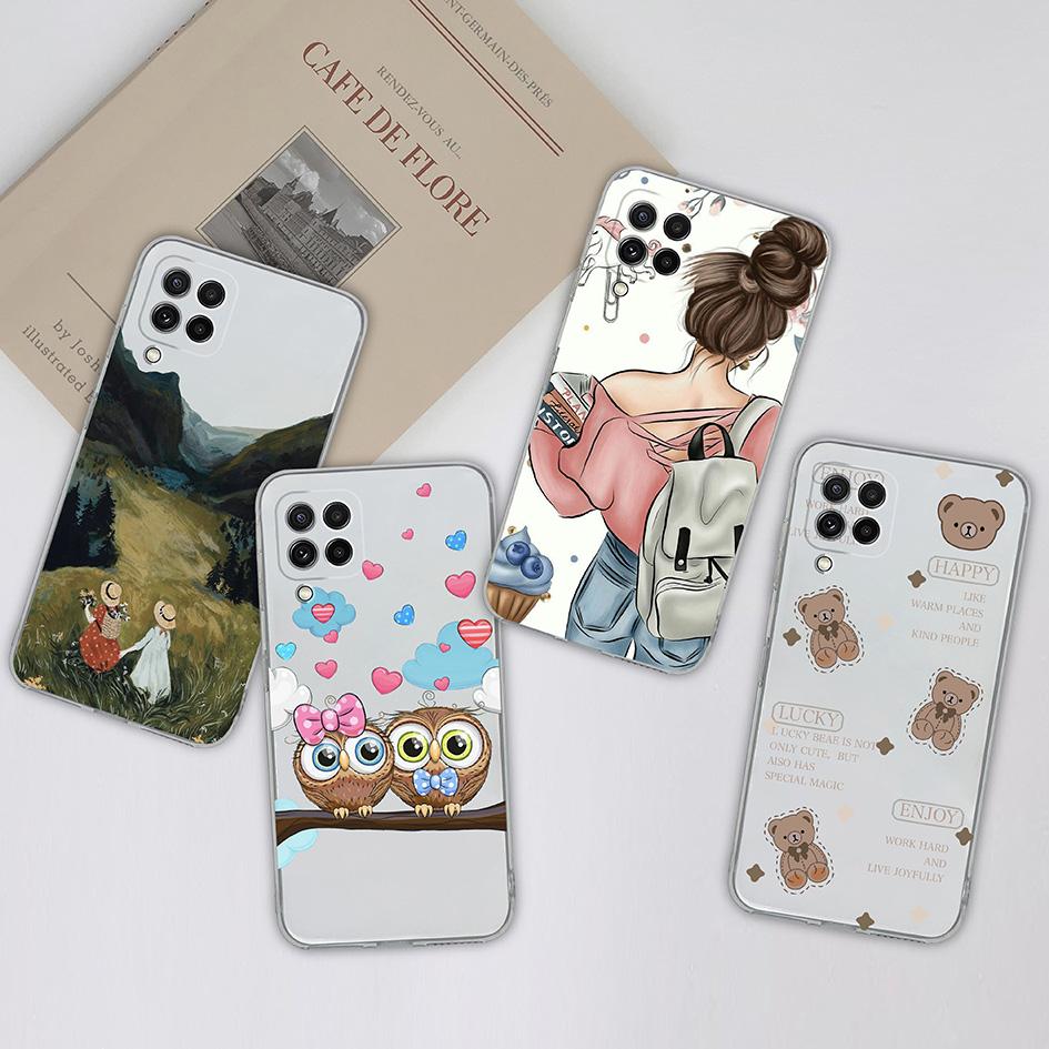 Phone Case For Samsung Galaxy A22 4G 5G Cover Silicone Transparent Fashion Love Heart Butterfly Protective For Samsung A 22 Capa