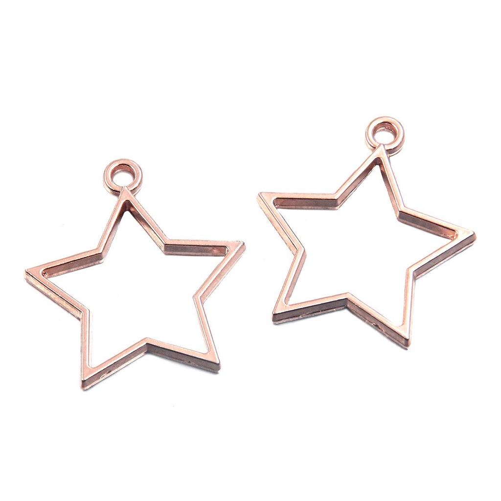 Rose Gold Geometric Heart & Moon Epoxy Keychain Pendants - 17 Designs