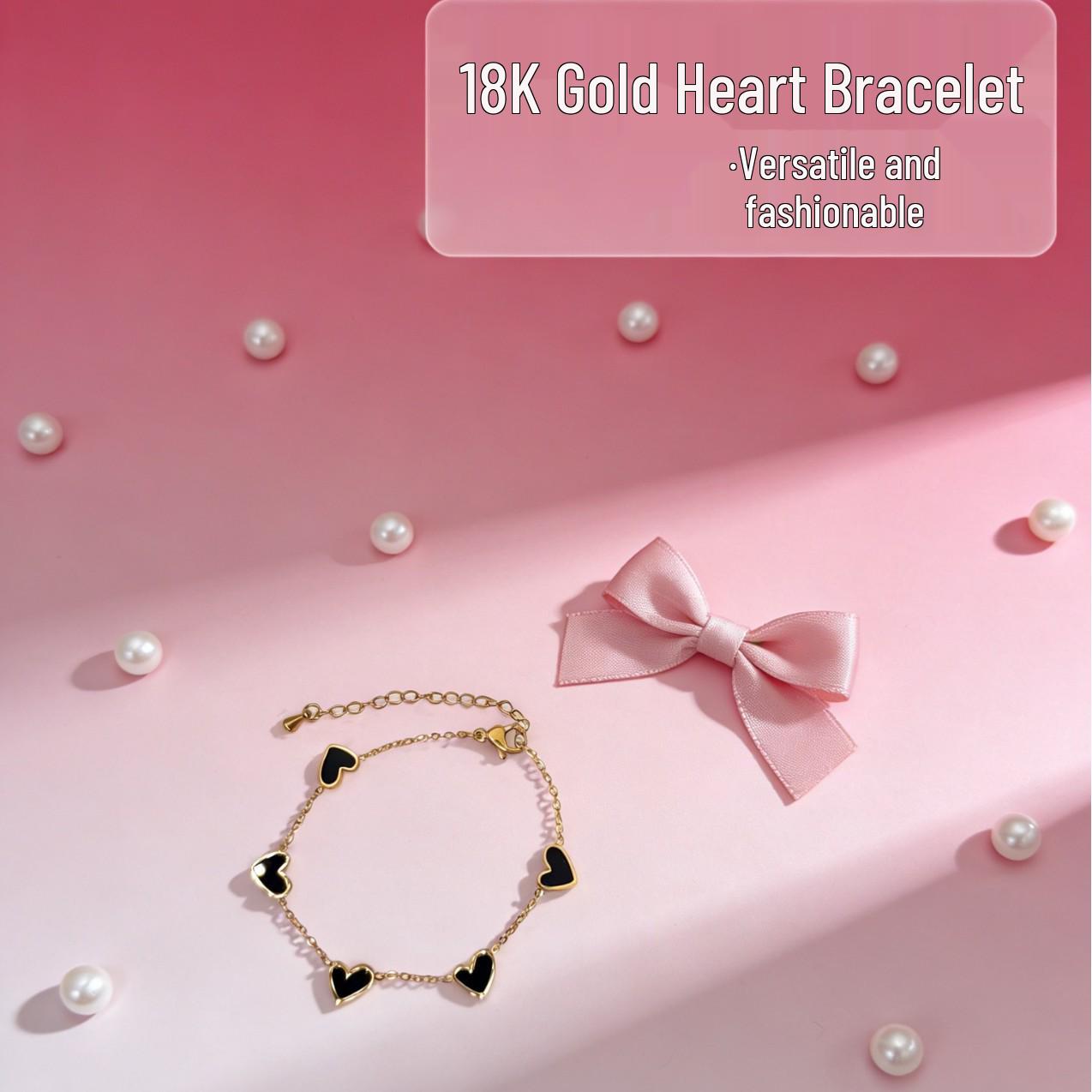 2025 Роскошный женский браслет из титановой стали в форме сердца - Невыцветающий, Универсальная мода. золотой