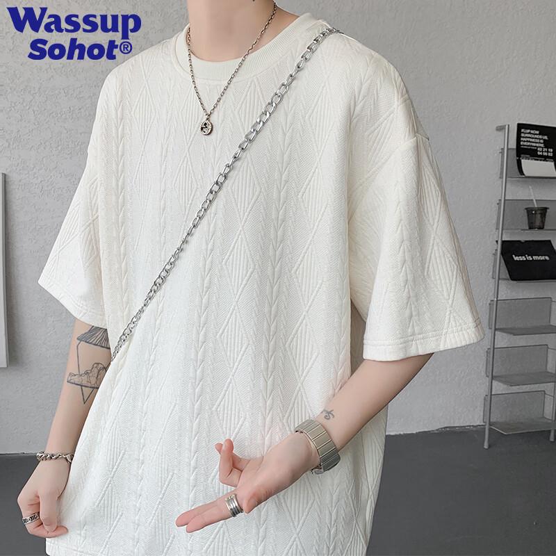 

Wassup Sohot Men s Jacquard Textured Round Neck T-Shirt L