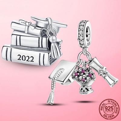 New Silver Charms 925 Silver  Graduation Books Charms Beads Fit Original  Bracelet DIY Jewelry Jewellery