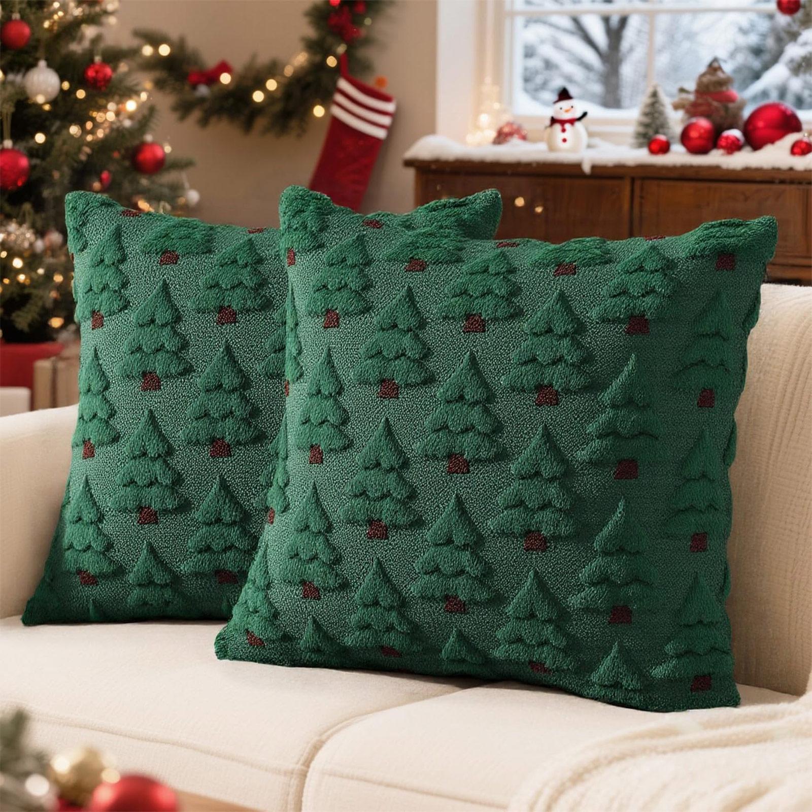 

Christmas Lights Embroidered Pillow Case American Retro Living Room Sofa Pillow Cushion Christmas Atmosphere Home Decoration One Size зелений
