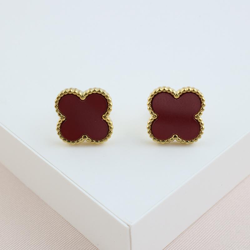 Mode Vier-Leaf Clover Titan Stahl Ohrringe Senior Gefühl Von Hundert Mit Ohrringe Trend Temperament Damen Ohrringe