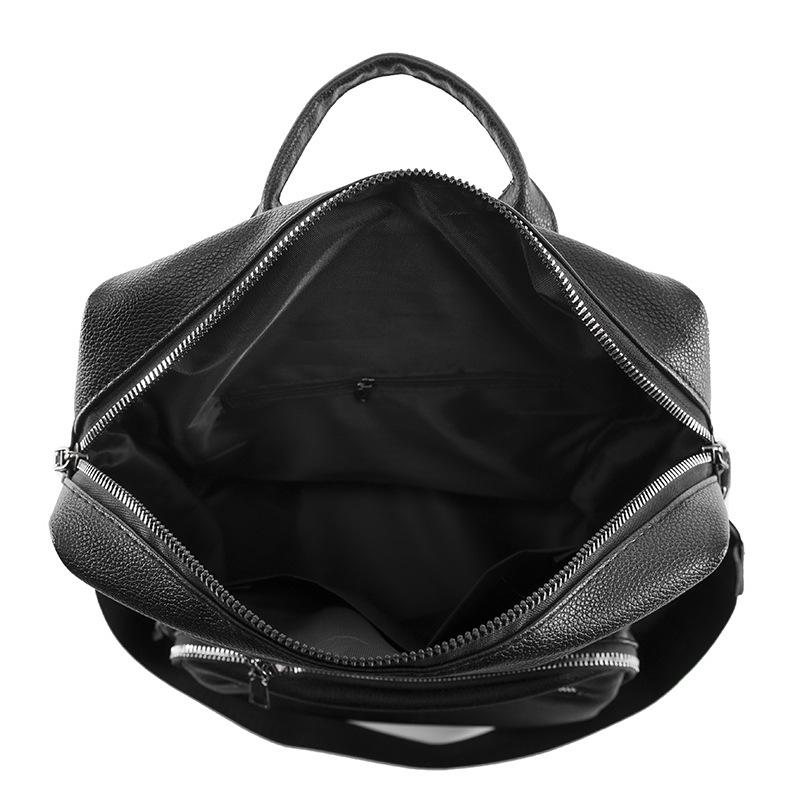 Contrast Color Women Soft Leather Tassel Backpack Simple Outdoor Travel Backpack