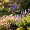 Garden Wind Wheel Stake Metal Yard Display Flower Garden Spinner Stake with Iron Frame for Lawn, Entry Side, and Home Garden Placement