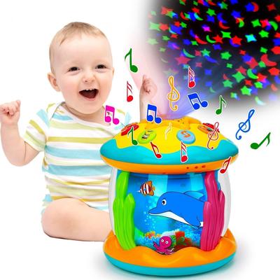 Musical Projector Ocean Rotation Early Learning Crawling Light Up Toy Popular Music Toy Adjustable Volume Drum Set Light Effect Multifunctional