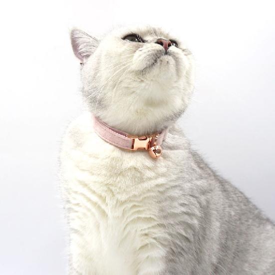 Cat Collar Velvet Solid Color Pet Chocker Necklace with Bell Adjustable Neck Collar for Cat Kitten Puppy Small Dogs