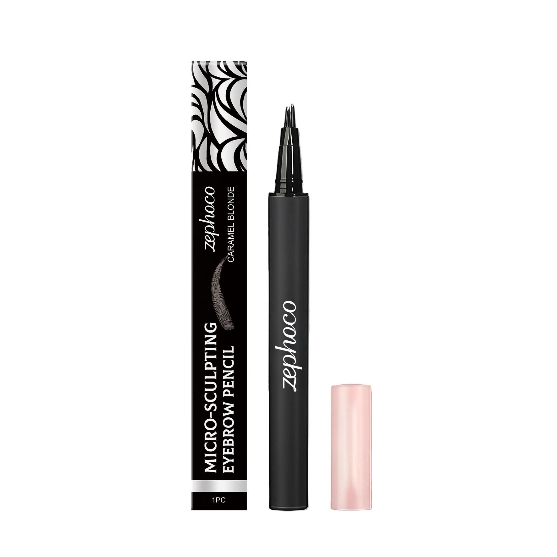 zephoco daily retouching, filling eyebrow shape, natural three-dimensional color rendering, smooth caramel light gold eyebrow pencil