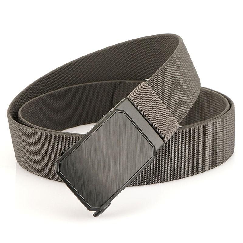 

3.8CM Automatic Buckle Nylon Elastic Belt Men s Business Simple Knitted Thick Non-apertured Trousers 120cm темно-сірий