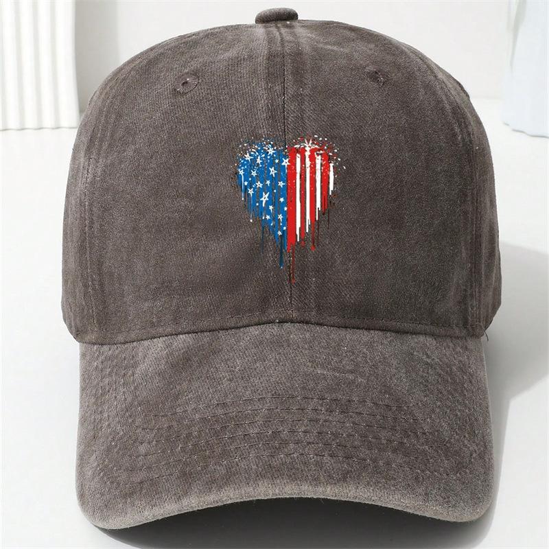 

Heart-print baseball cap, American Independence Day flag cap, suitable for holiday parties, stage performances, and company team building M（56-58cm）