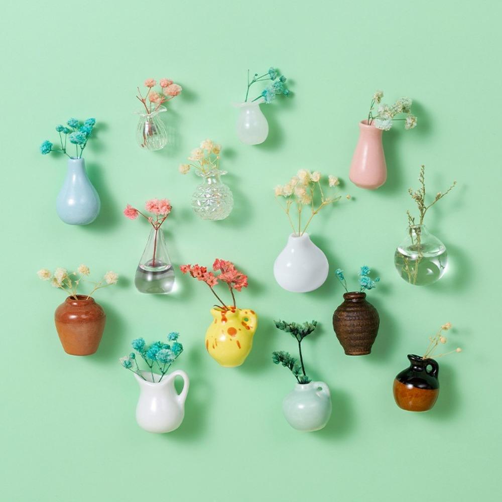 Ceramic Mini Plant Vase Excluding Plants Porcelain Bonsai Refrigerator Magnets  Gift