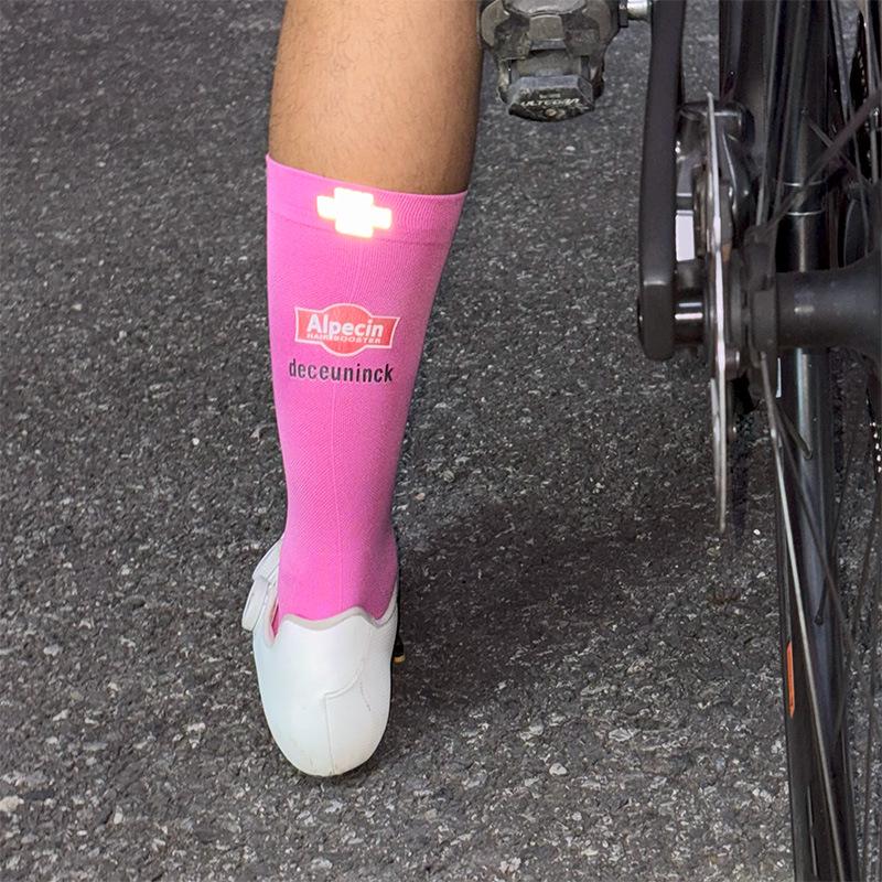 Mobile Herz Tour de France Reflektierende Radsocken: Unisex, Nachtreiten, Atmungsaktiv, Dünner Stil für Frühling/Sommer Reiten. M 38-44 pink