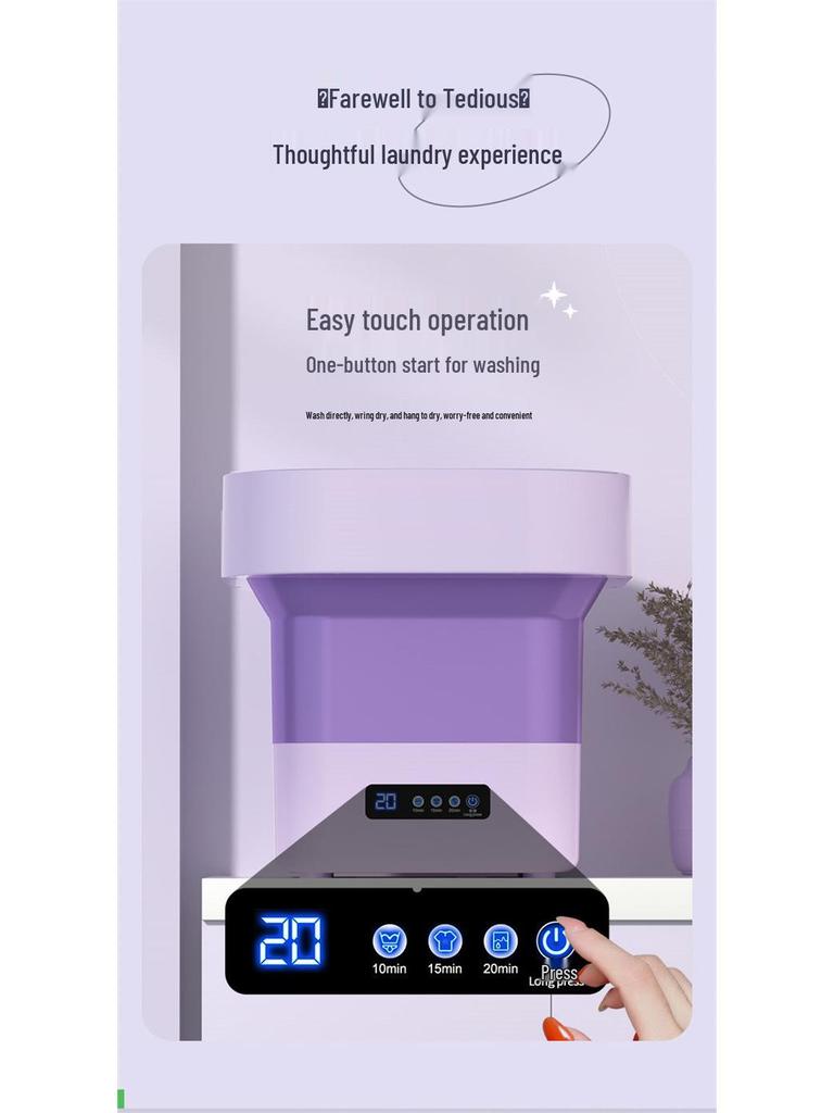 Mașină de spălat compactă pliabilă: Spălare și Centrifugare de Capacitate Mare pentru Spații Mici. Ideal pentru Lenjerie Intimă, Șosete, Haine de Bebeluș, Cămine Studențești și Case.