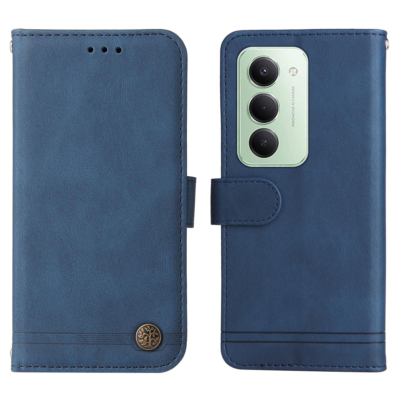 

Для Xiaomi Redmi 15 5G Кожаные чехлы-кошельки Чехол для телефона с тактильным покрытием Подставка с ремешком Blue