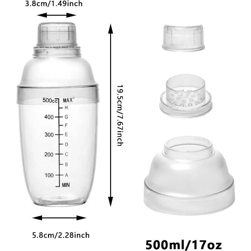 500ml/700ml Plastic Cocktail Shaker Martini Hand Shaker Cup with Scales Milk Tea Wine Drink Shaker Mixer Bar Wine Accessories